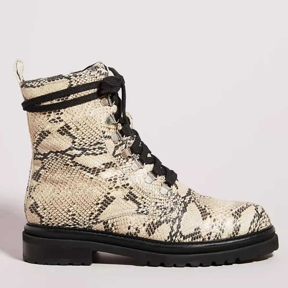 Anthropologie Shane Lace-up Boots- embossed snake - Picture 1 of 12